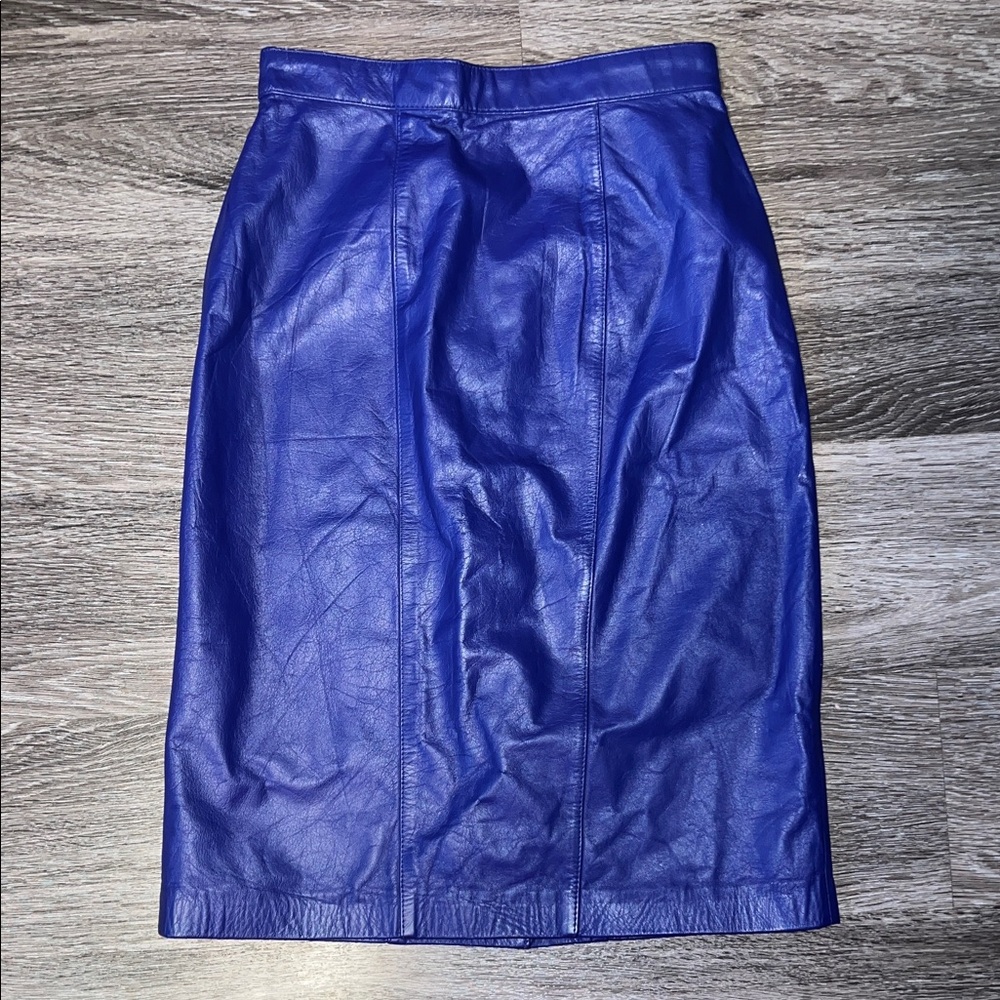 Faux Leather Pencil Skirt in Royal Blue